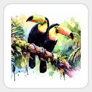 Colorful parrot sitting in the rain forest Sticker